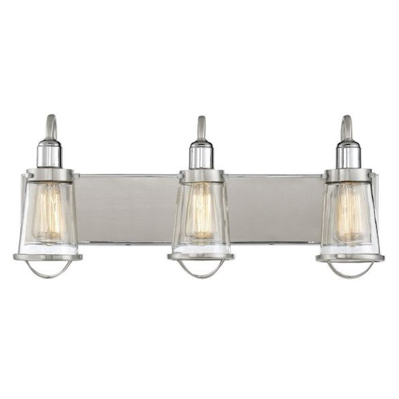Savoy House Lansing 3Lt Bathroom Vanity Light, Nickel/ Nickel