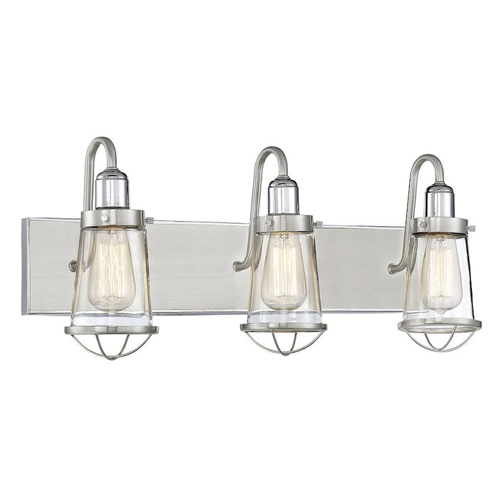 Savoy House Lansing 3Lt Bathroom Vanity Light, Nickel/ Nickel