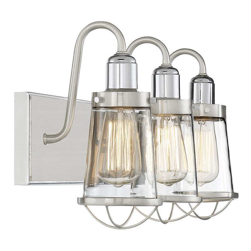 Savoy House Lansing 3Lt Bathroom Vanity Light, Nickel/ Nickel