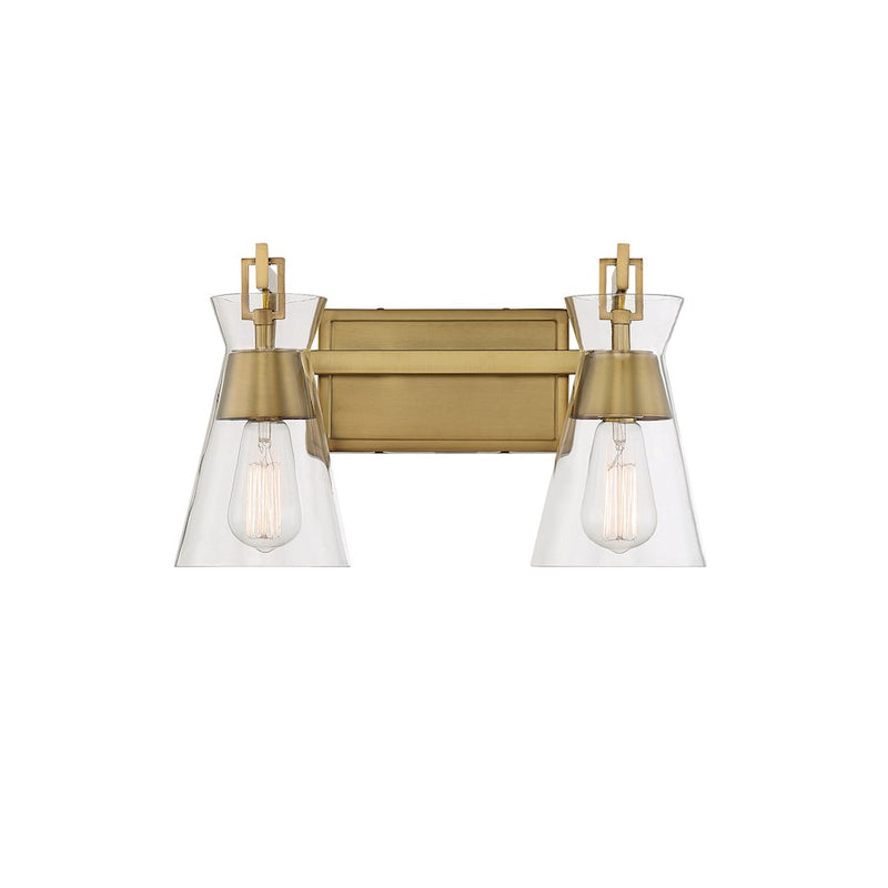 Savoy House Lakewood 2-Light Bathroom Vanity Light, Warm Brass