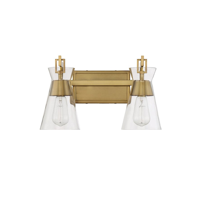 Savoy House Lakewood 2-Light Bathroom Vanity Light, Warm Brass