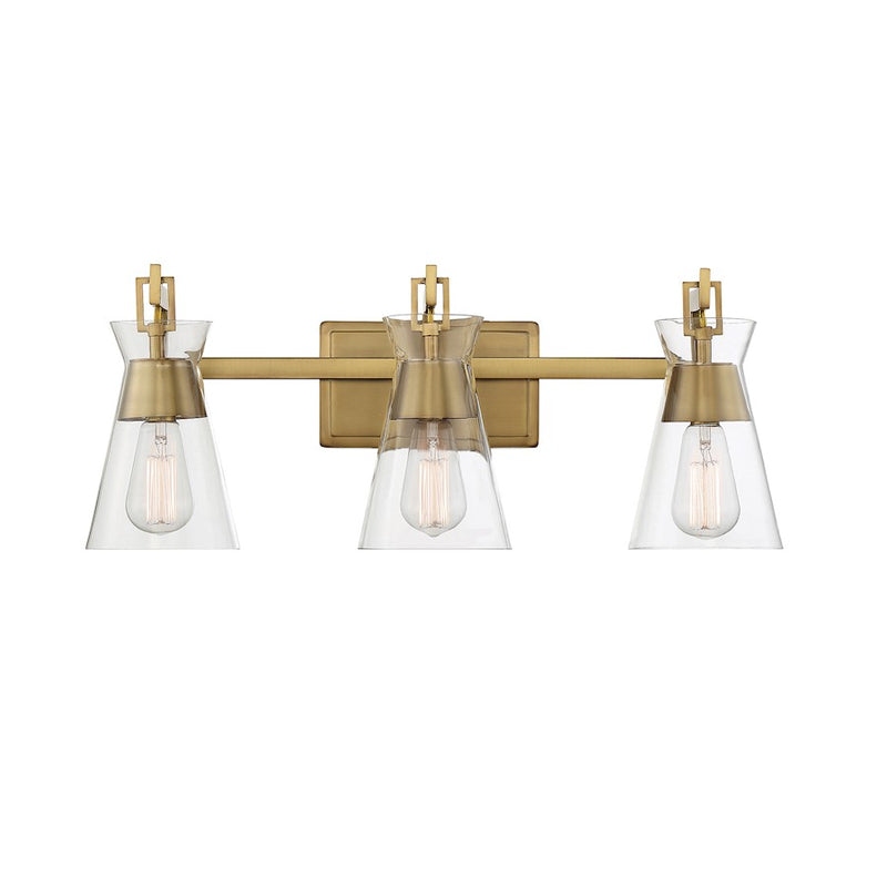 Savoy House Lakewood 3-Light Bathroom Vanity Light, Warm Brass