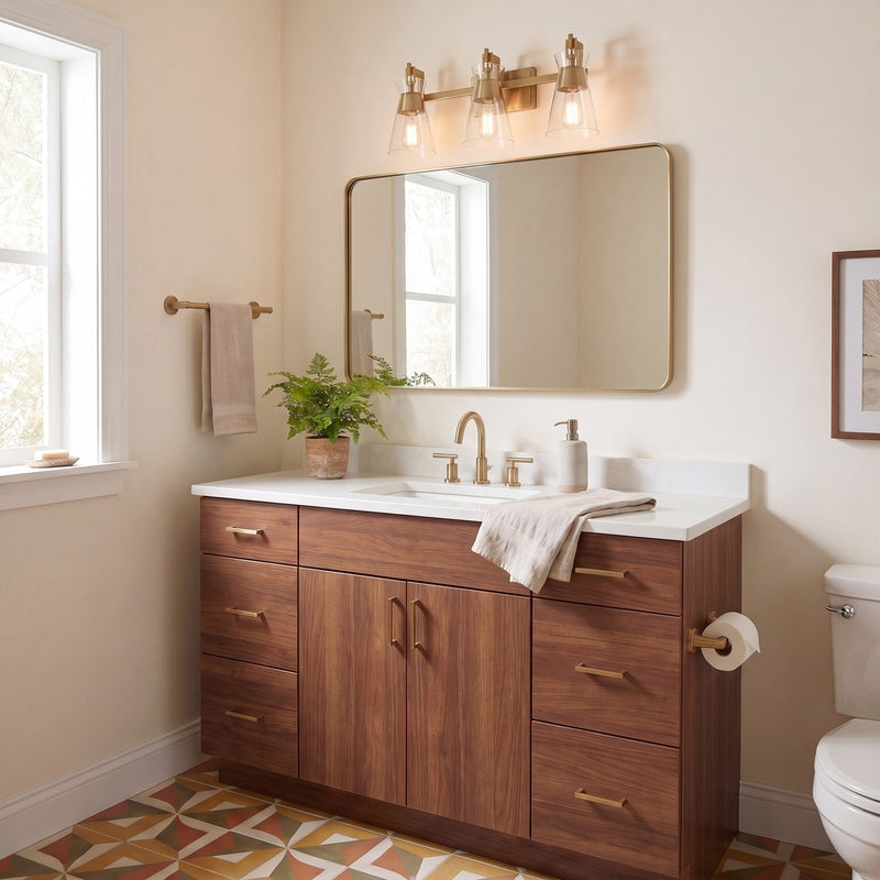 Savoy House Lakewood 3-Light Bathroom Vanity Light, Warm Brass