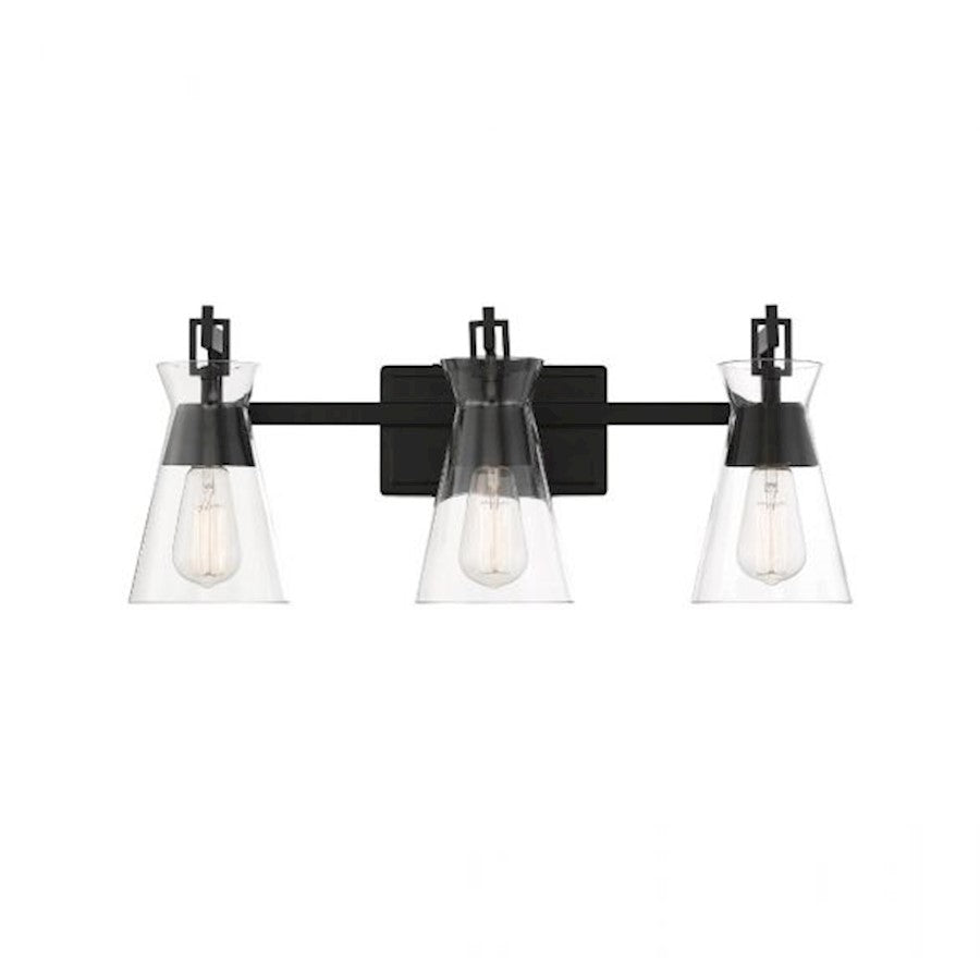 Savoy House Lakewood 3-Light Bathroom Vanity Light, Matte Black - 8-1830-3-BK