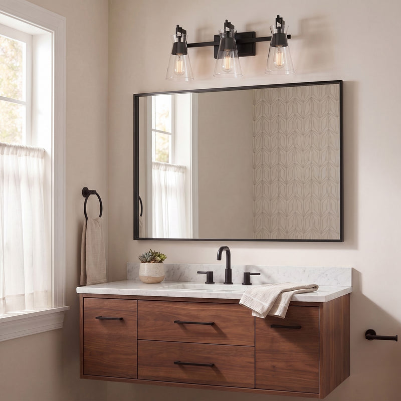 Savoy House Lakewood 3-Light Bathroom Vanity Light, Matte Black