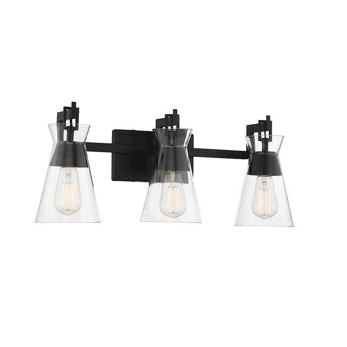 Savoy House Lakewood 3-Light Bathroom Vanity Light, Matte Black