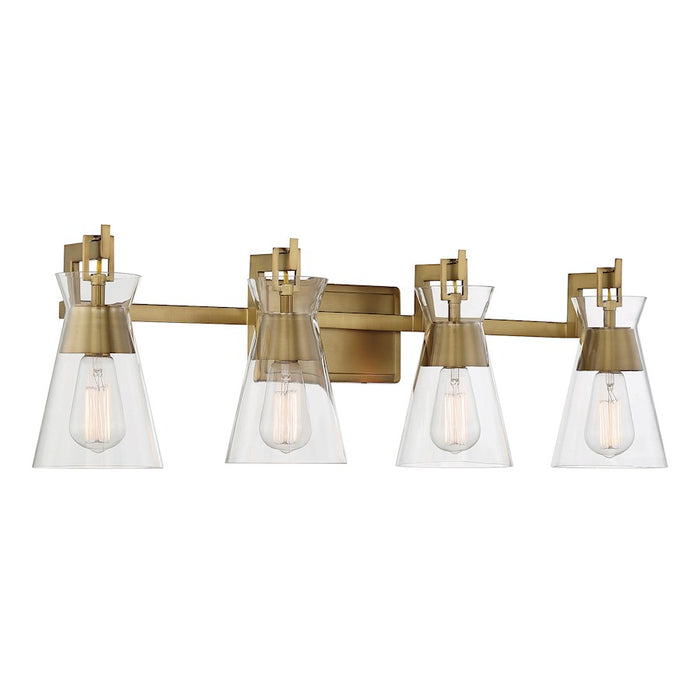 Savoy House Lakewood 4-Light Bathroom Vanity Light, Warm Brass