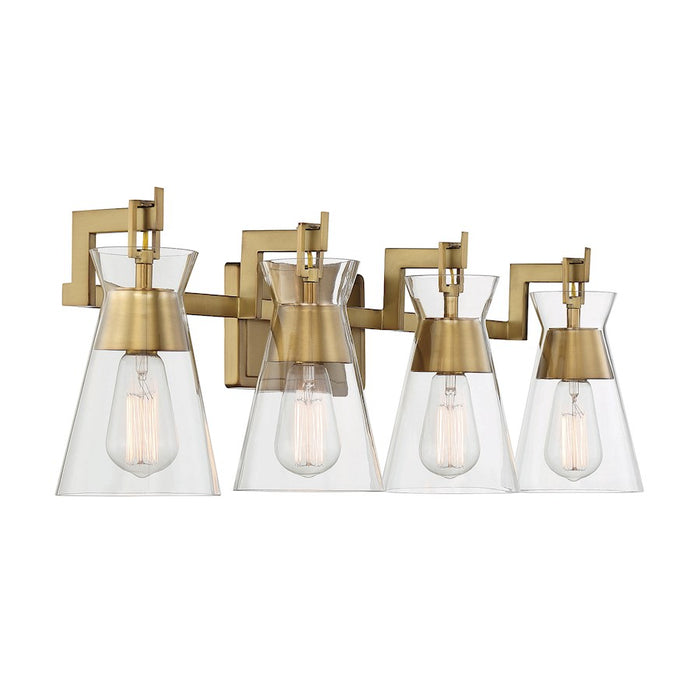 Savoy House Lakewood 4-Light Bathroom Vanity Light, Warm Brass