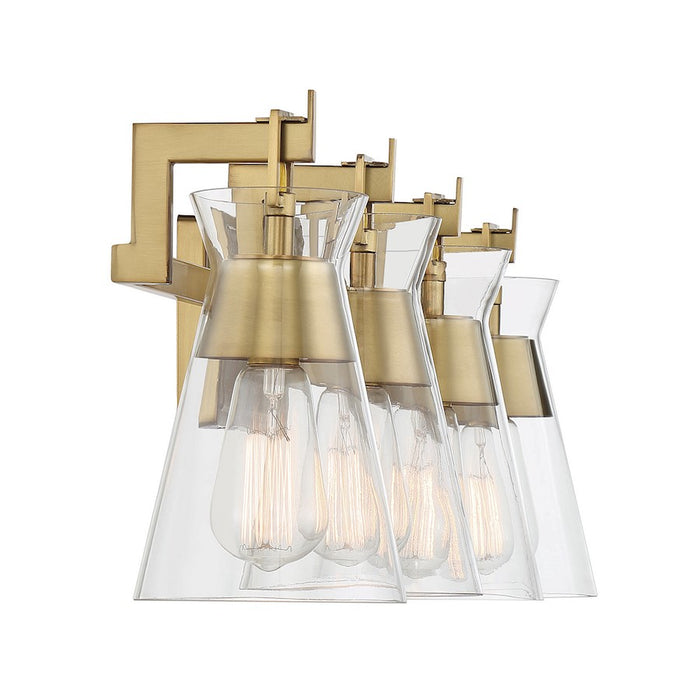 Savoy House Lakewood 4-Light Bathroom Vanity Light, Warm Brass