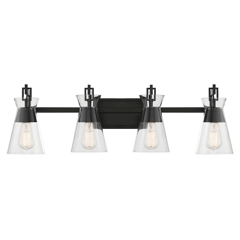Savoy House Lakewood 4-Light Bathroom Vanity Light, Matte Black