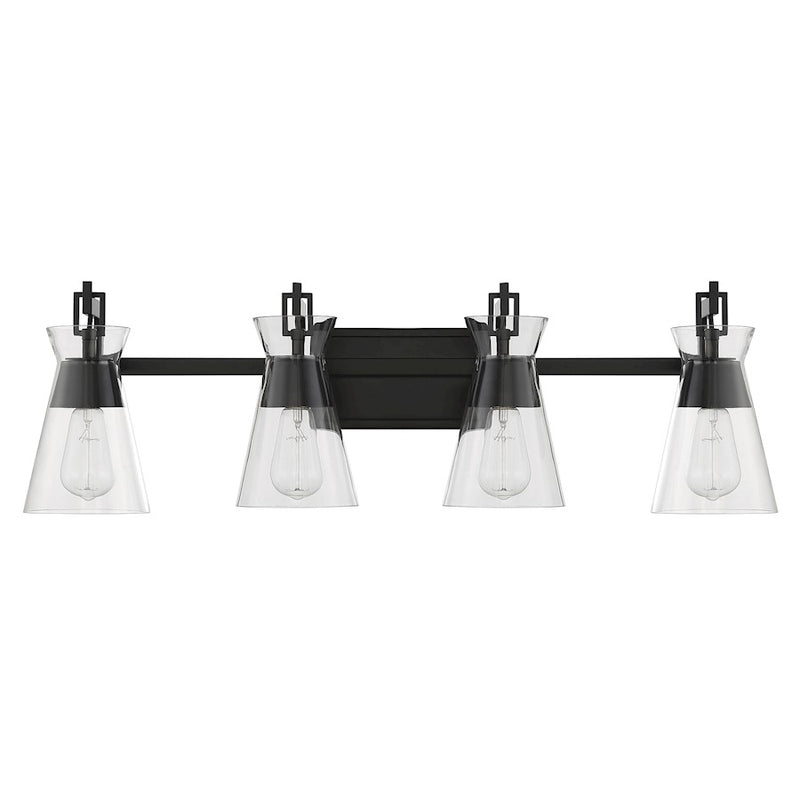 Savoy House Lakewood 4-Light Bathroom Vanity Light, Matte Black