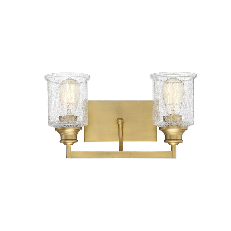 Savoy House Hampton 2-Light Bathroom Vanity Light, Warm Brass