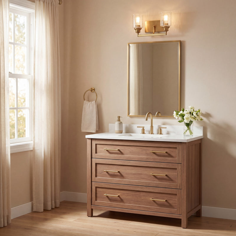 Savoy House Hampton 2-Light Bathroom Vanity Light, Warm Brass