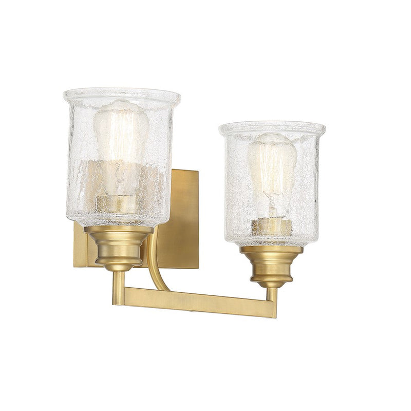 Savoy House Hampton 2-Light Bathroom Vanity Light, Warm Brass