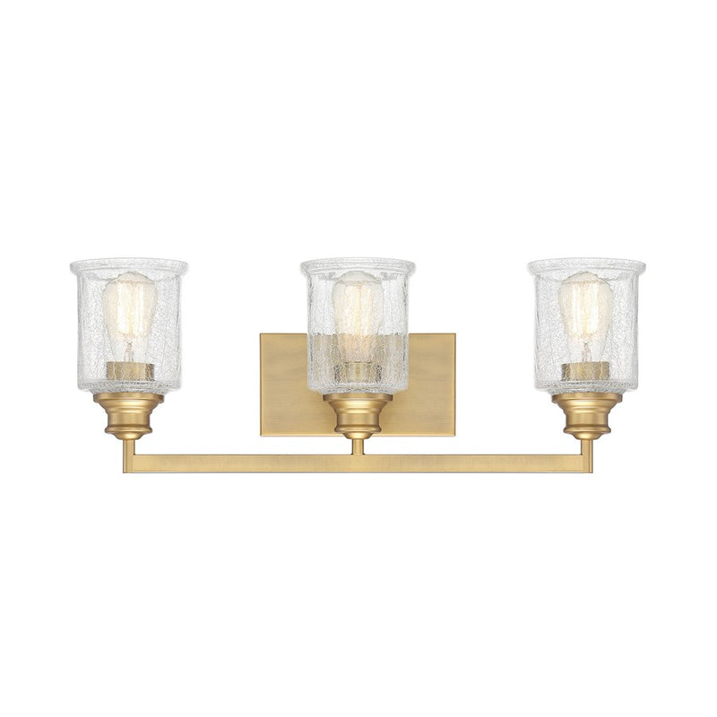 Savoy House Hampton 3-Light Bathroom Vanity Light, Warm Brass
