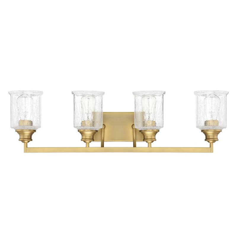 Savoy House Hampton 4-Light Bathroom Vanity Light, Warm Brass