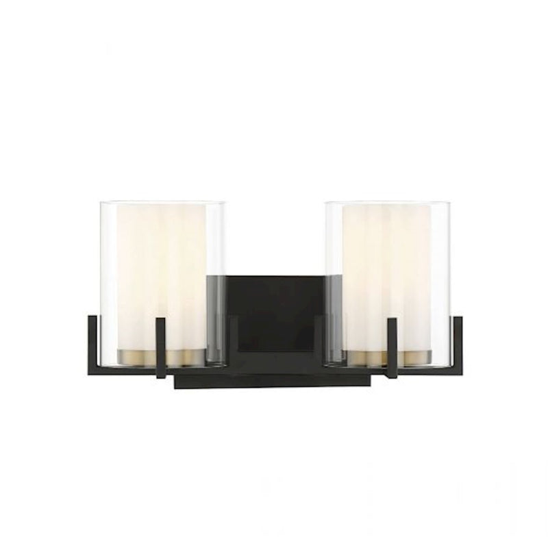 Savoy House Eaton 2 Light Vanity Light, Black/Brass/Clear