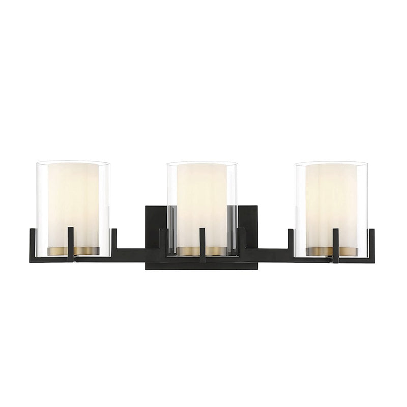 Savoy House Eaton 3 Light Vanity Light, Black/Brass/Clear