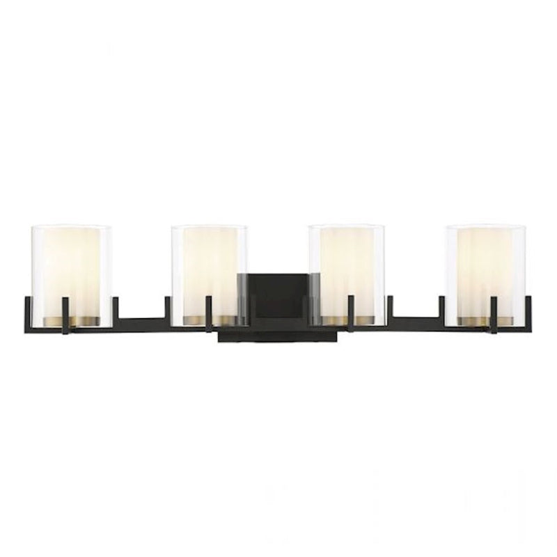 Savoy House Eaton 4 Light Vanity Light, Black/Brass/Clear