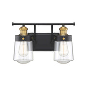 Savoy House Macauley 2Lt Bathroom Vanity Light, Black/Brass - 8-2069-2-51