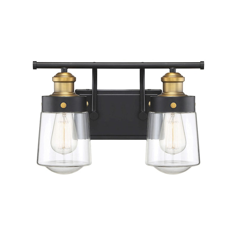Savoy House Macauley 2Lt Bathroom Vanity Light, Black/Brass