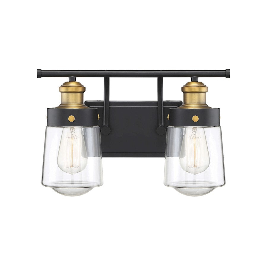 Savoy House Macauley 2Lt Bathroom Vanity Light, Black/Brass - 8-2069-2-51