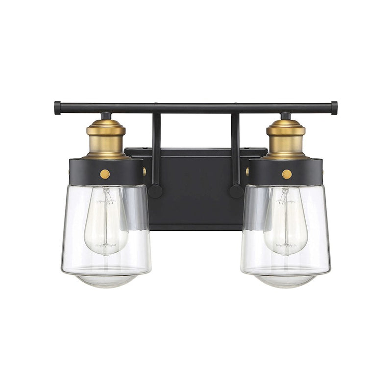Savoy House Macauley 2Lt Bathroom Vanity Light, Black/Brass