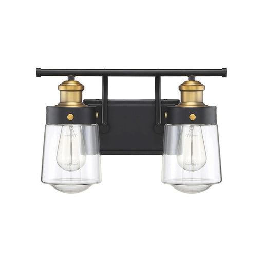 Savoy House Macauley 2Lt Bathroom Vanity Light, Black/Brass