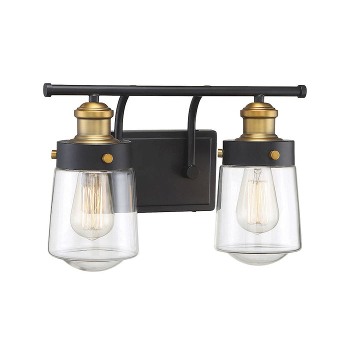 Savoy House Macauley 2Lt Bathroom Vanity Light, Black/Brass