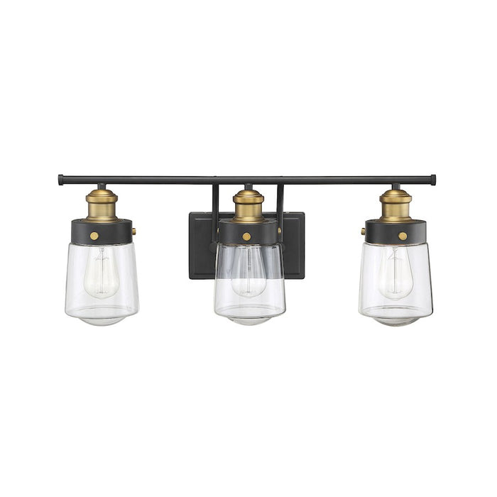 Savoy House Macauley 3Lt Bathroom Vanity Light, Black/Brass