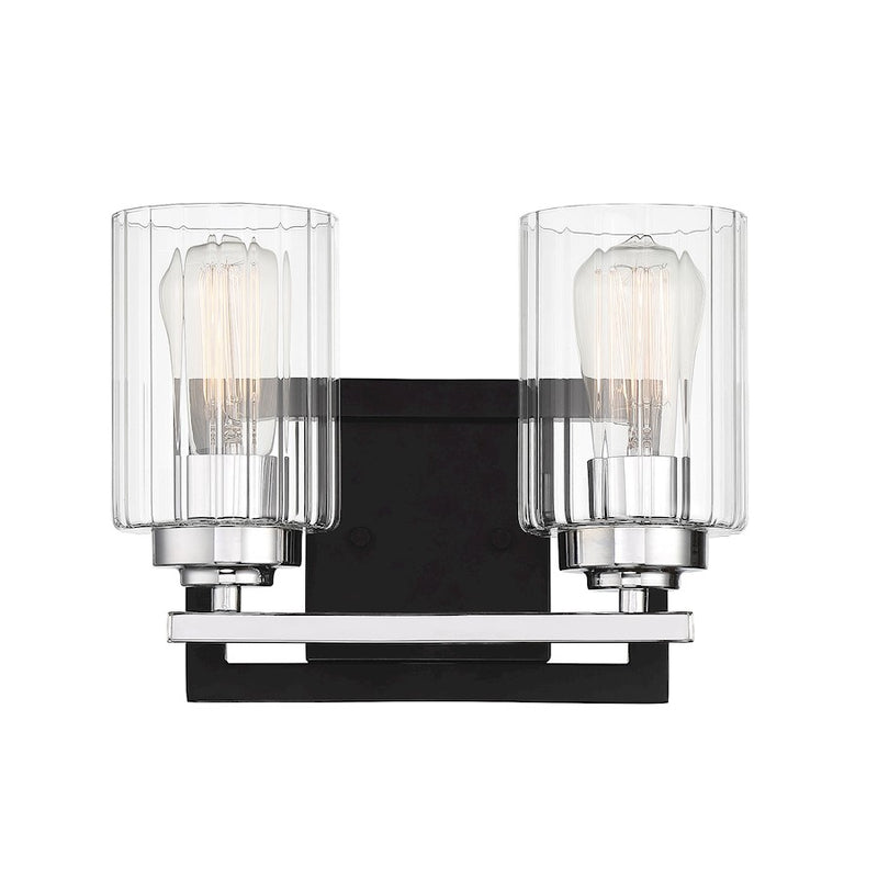 Savoy House Redmond 2Lt Bathroom Vanity Light, Black/ Chrome
