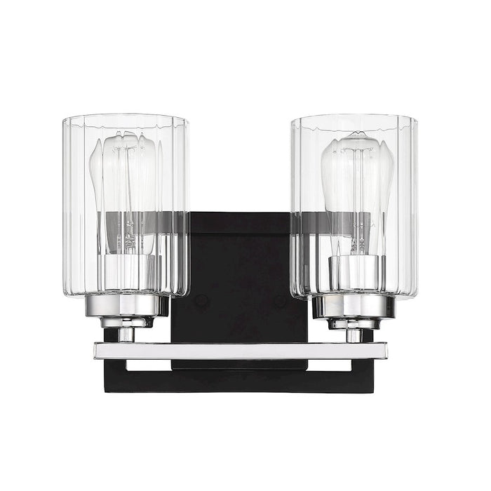 Savoy House Redmond 2Lt Bathroom Vanity Light, Black/ Chrome