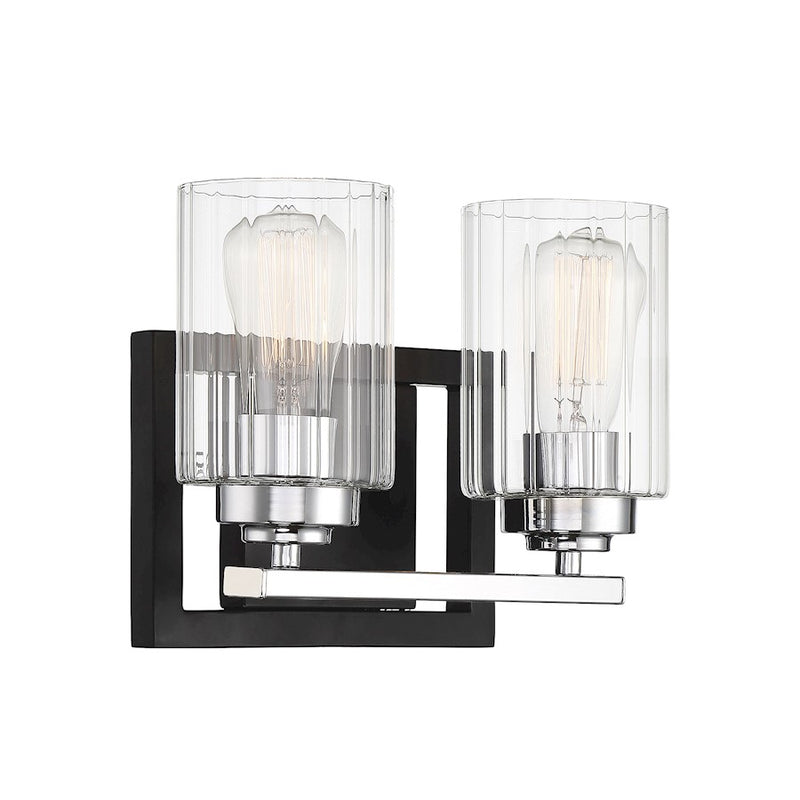 Savoy House Redmond 2Lt Bathroom Vanity Light, Black/ Chrome