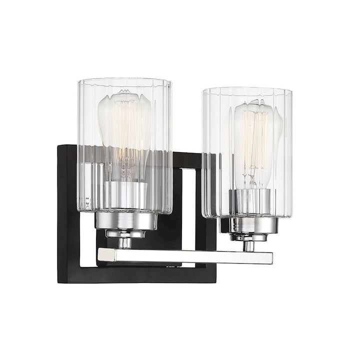 Savoy House Redmond 2Lt Bathroom Vanity Light, Black/ Chrome