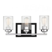 Savoy House Redmond 3Lt Bathroom Vanity Light, Black/ Chrome - 8-2154-3-67