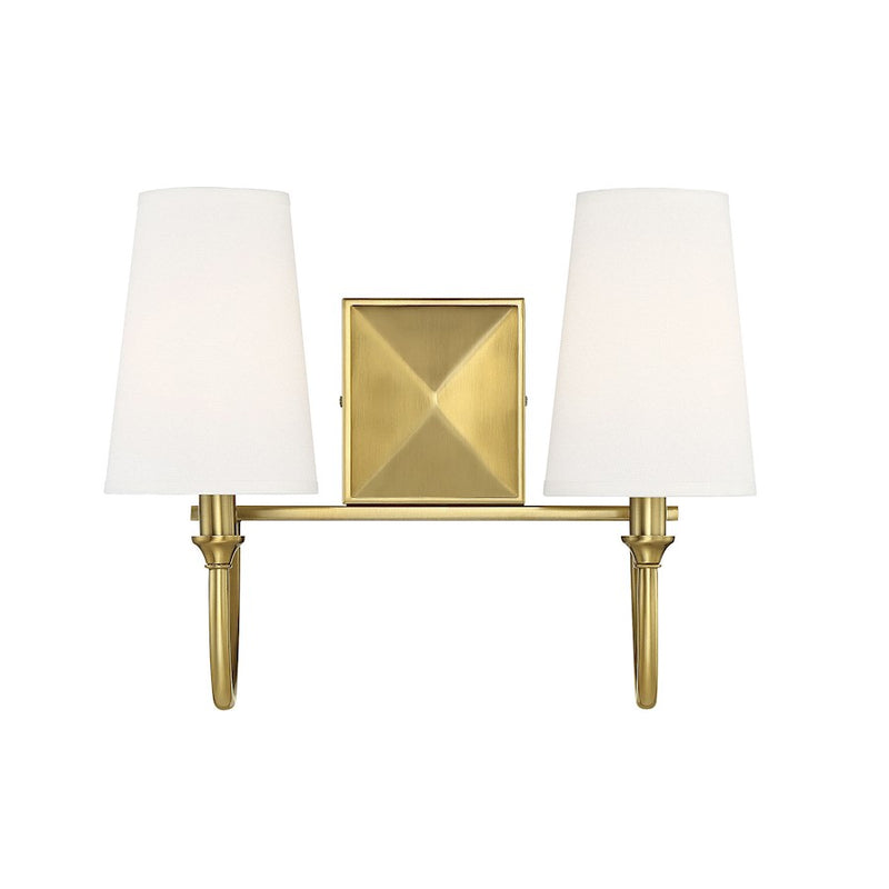 Savoy House Cameron 2-Light Bathroom Vanity Light, Warm Brass