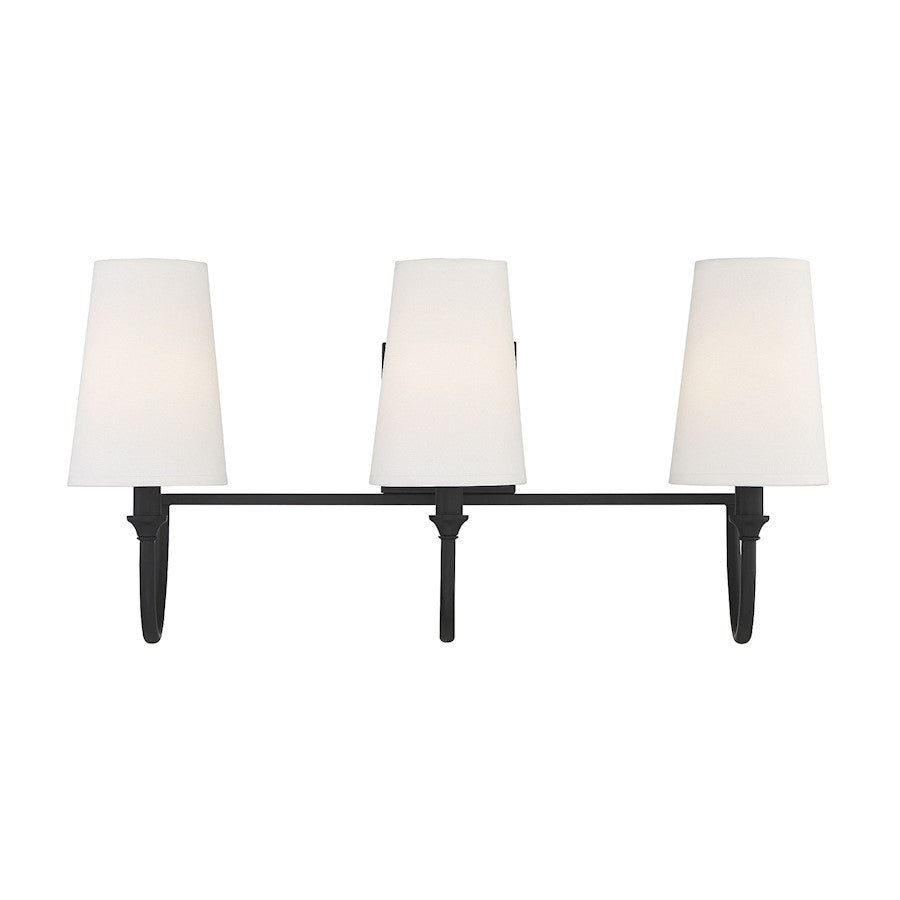 Savoy House Cameron 3-Light Bathroom Vanity Light, Matte Black - 8-2542-3-89