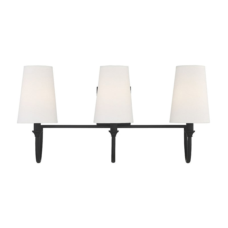 Savoy House Cameron 3-Light Bathroom Vanity Light, Matte Black