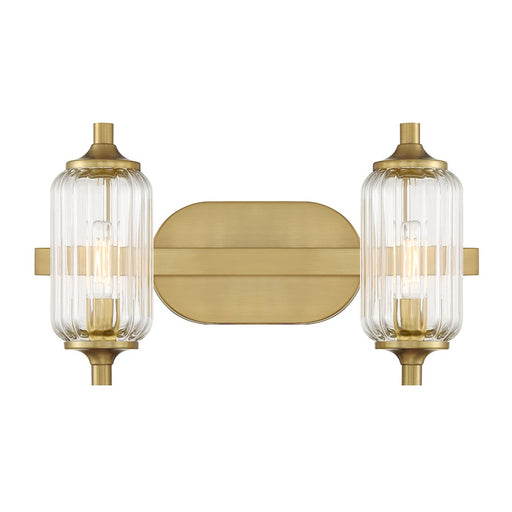 Savoy Essentials Holton 2 Light Bath, Warm Brass/Clear Ribbed - 8-3024-2-322