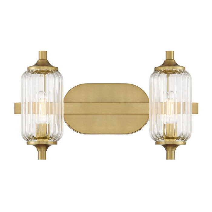 Savoy Essentials Holton 2 Light Bath, Warm Brass/Clear Ribbed - 8-3024-2-322