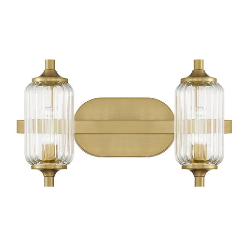 Savoy Essentials Holton 2 Light Bath, Warm Brass/Clear Ribbed