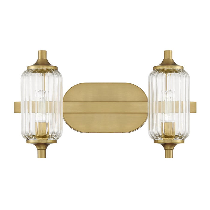 Savoy Essentials Holton 2 Light Bath, Warm Brass/Clear Ribbed