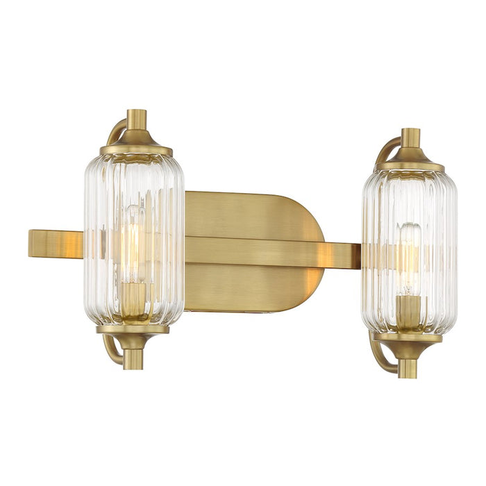 Savoy Essentials Holton 2 Light Bath, Warm Brass/Clear Ribbed