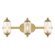 Savoy Essentials Holton 3 Light Bath, Warm Brass/Clear Ribbed - 8-3024-3-322