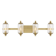 Savoy Essentials Holton 4 Light Bath, Warm Brass/Clear Ribbed - 8-3024-4-322