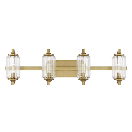 Savoy Essentials Holton 4 Light Bath, Warm Brass/Clear Ribbed