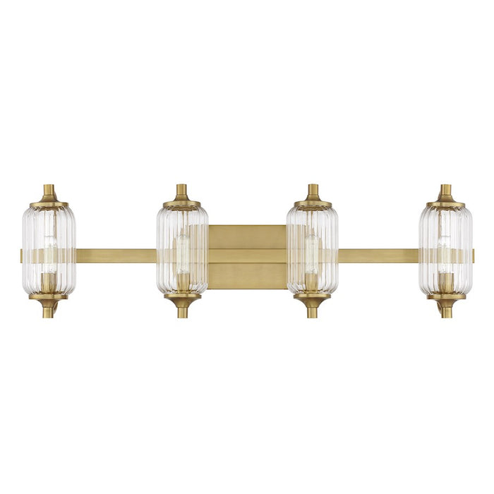 Savoy Essentials Holton 4 Light Bath, Warm Brass/Clear Ribbed