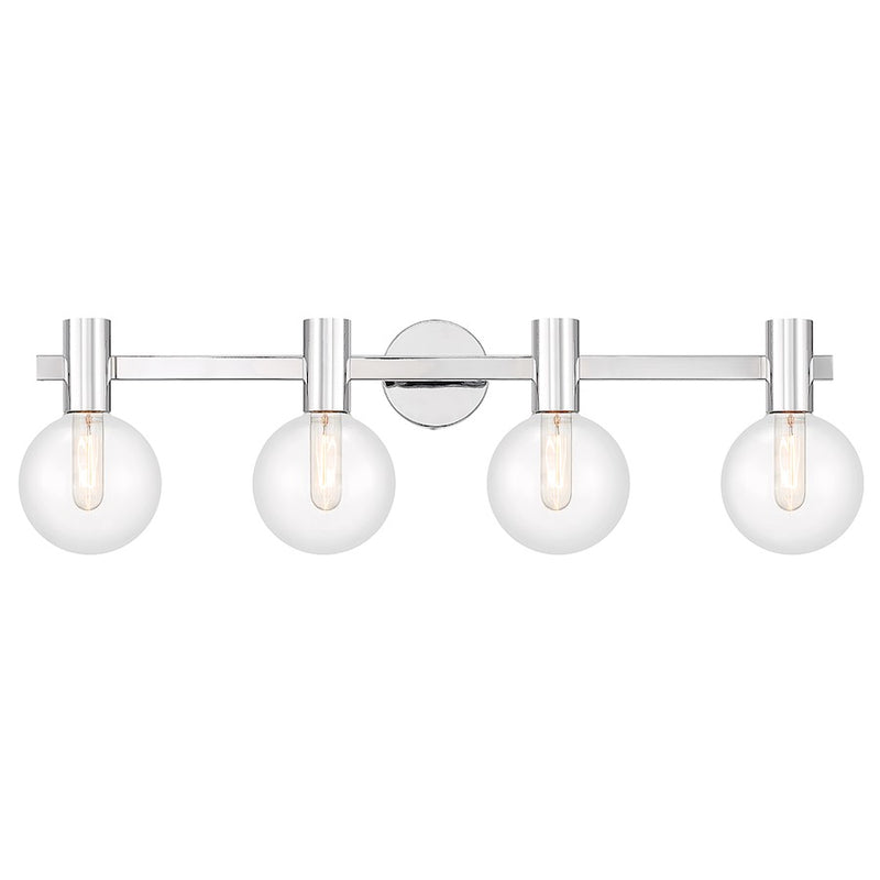 Savoy House Wright 4-Light Bathroom Vanity Light, Chrome - 8-3076-4-11