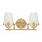 Savoy House Candler 2 Light Bath, Warm Brass/Clear