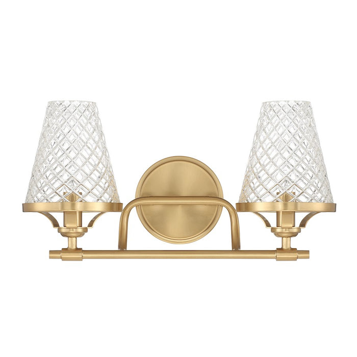 Savoy House Candler 2 Light Bath, Warm Brass/Clear